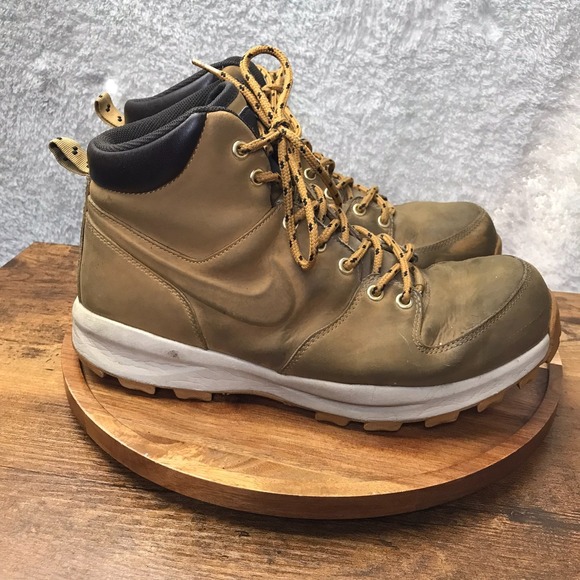 Nike Manoa Leather Boot Mens 11.5 Tan Brown Water Resistant Hiking Rugged Shoes